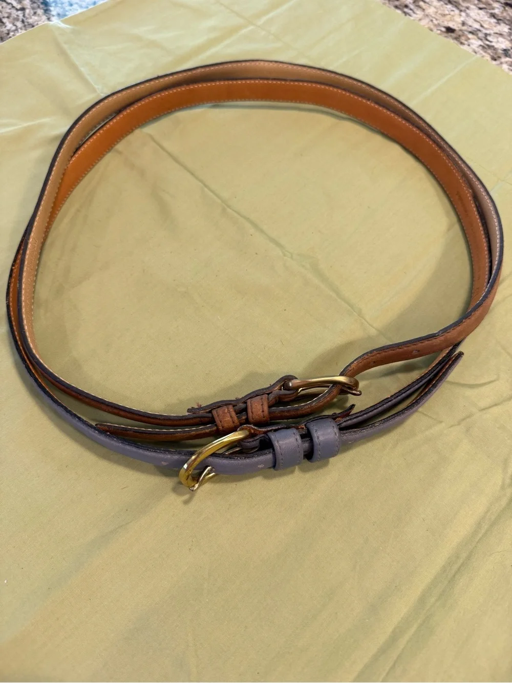 Levi’s country western casual leather belt set of 2 brown & blue gray